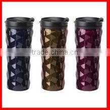 450ml double walled SS travel mug, pressed body