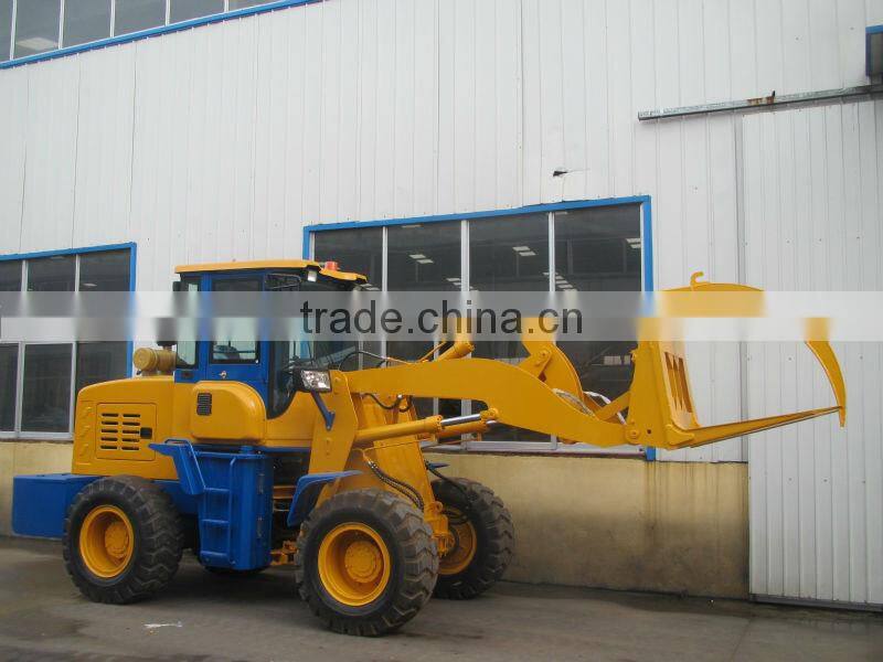 China Qingzhou 2700kg rated loading ZL27 wheel loader with wood glabber and joystick