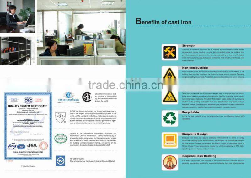 ASTM A888 no-hub Cast iron pipe fittings