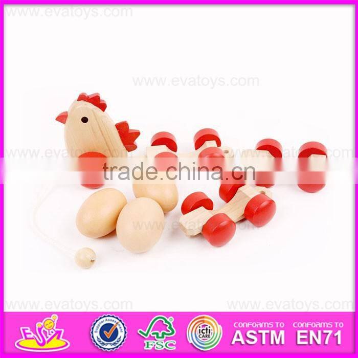 2016 hot sale baby wooden chicken toy, top fashion kids wooden chicken toy W05B153