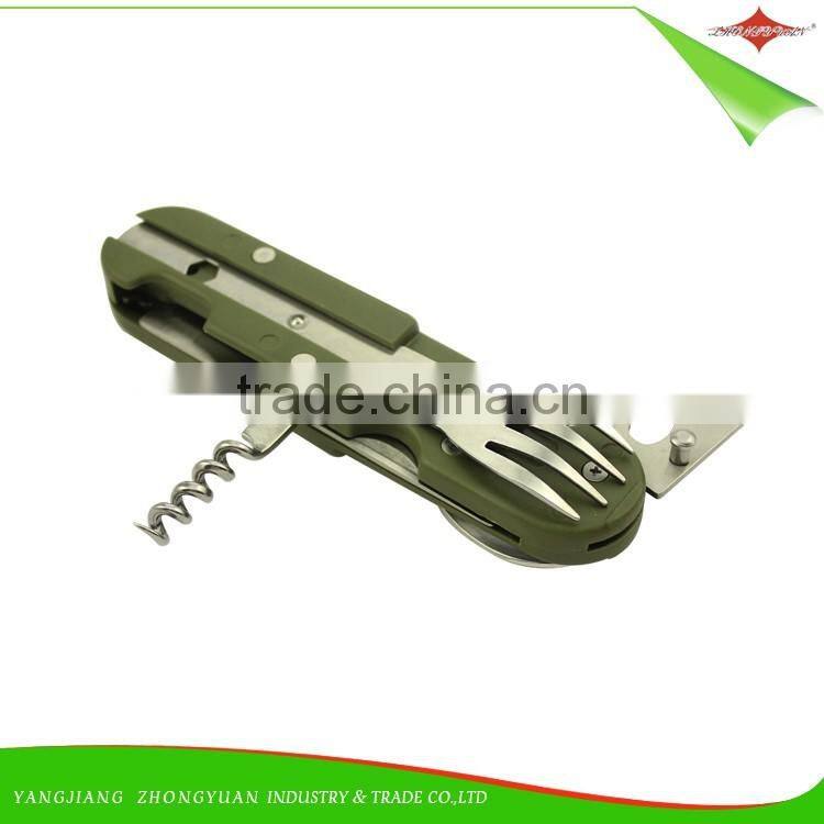 ZY-V3001 Hot Stainless Steel Multi-function Pocket Knife with Fork Spoon Outdoor Camping Knife tool