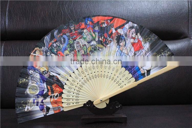 Wholesale custom bamboo nylon fold hand fan