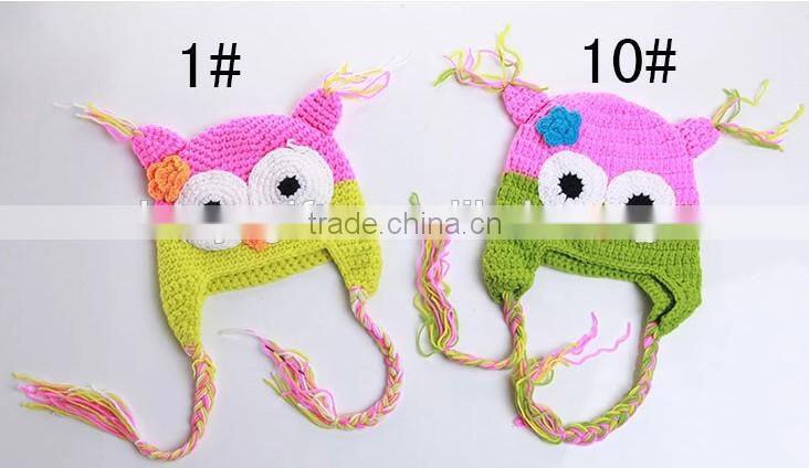 2015 kids owl animal hat Winter Crochet Hats handmade cartoon knitted hat