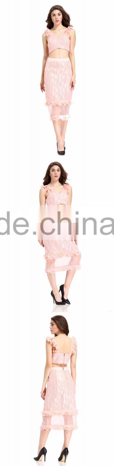 Domin fashion guangzhou factory latest skirt and crop top set