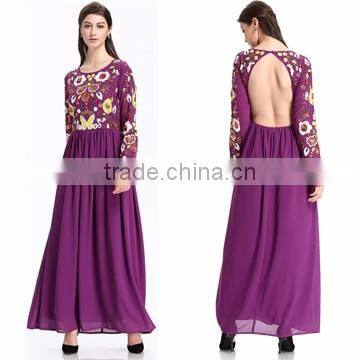 Embroidered Long Chiffon New Style Woman Maxi Dress