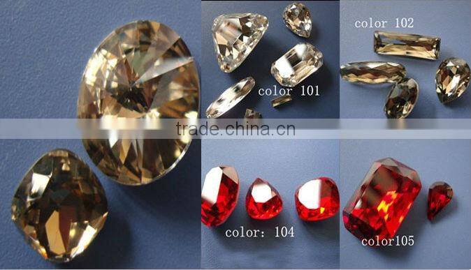 Pujiang factory directly sale pointback Oval crystal beads for graments