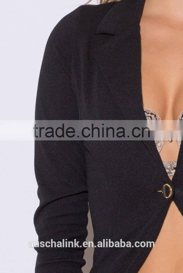 best selling fancy women black single button fitted blazer