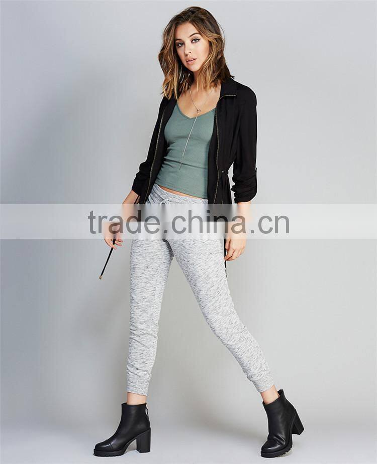 OEM cheap knit joggers plain grey sport girls sex photos in skinny trousers