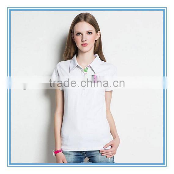 Wholesale 100% cotton Casual polo t shirt women/girl in GunagZhou Factory
