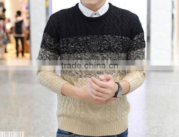 men melange color cotton pullover sweater