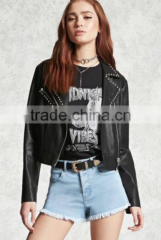 Ladies fashion high waist jeans shorts light blue washed denim shorts