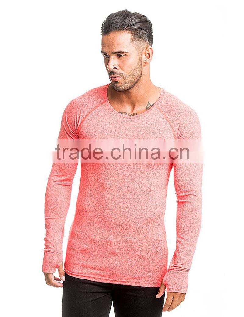 Compression long sleeve gym t shirt with scoop neck