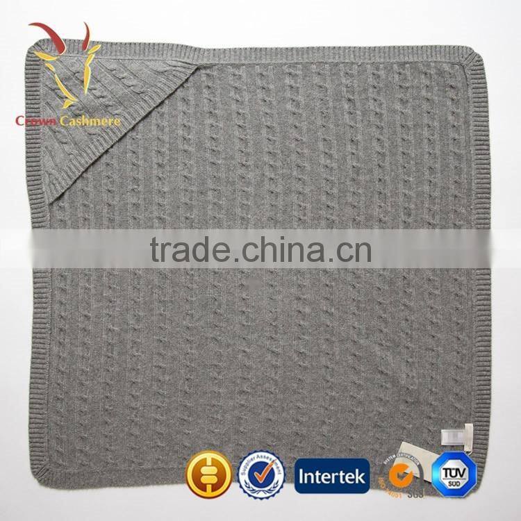100% Cashmere Wool Cable Knitted Baby Blanket