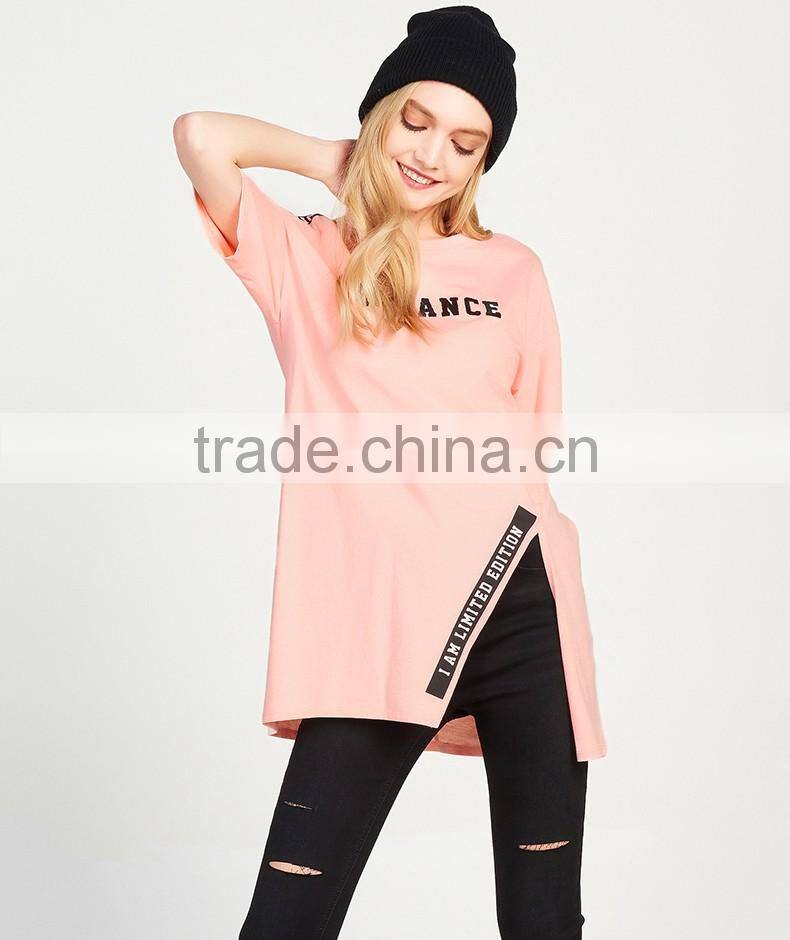 Women Pink Oversized Jersey Design Your Own Custom Longline Cutting T shirts