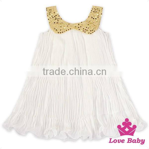 48BQA131 Lovebaby Yiwu Wholesale Baby Clothes Sequin Collar With Red Ruffle Chiffon Girls Frock Designs