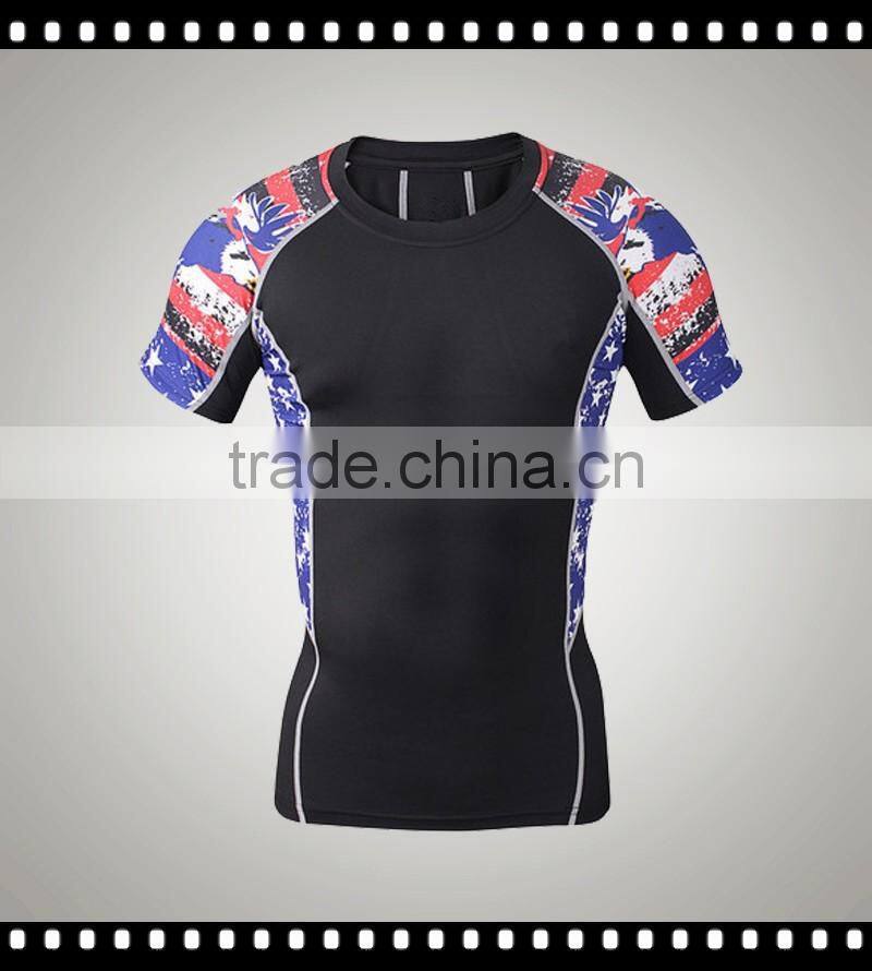 100% Polyester Short Sleeve Mens Slim Fit Bodybuilding Blank T Shirt Fashion Sports Jersey Tee