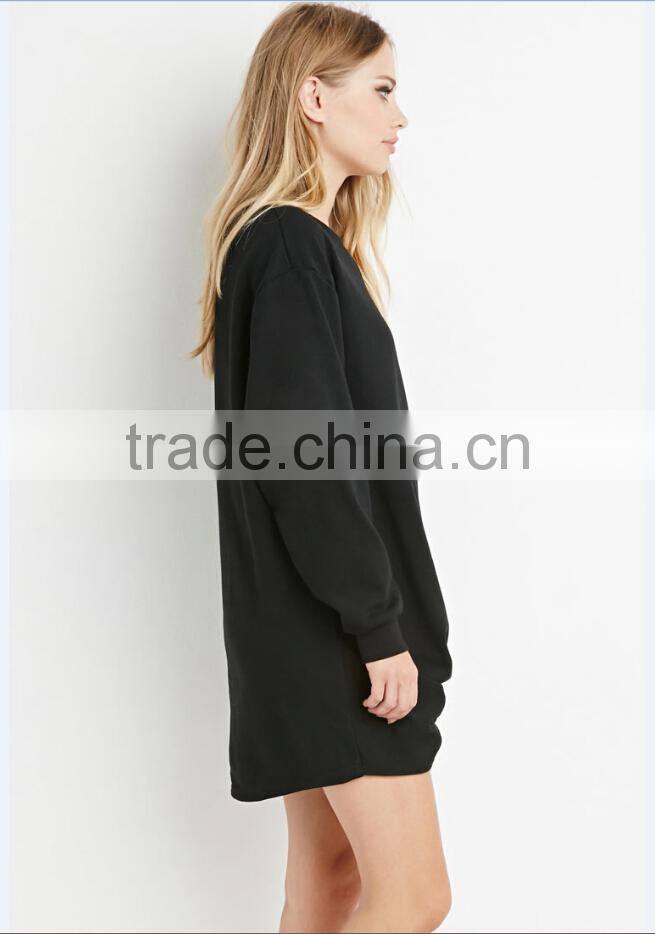 Latest oversized knotted hem crewneck sweatshirt women sweatshirt dresses