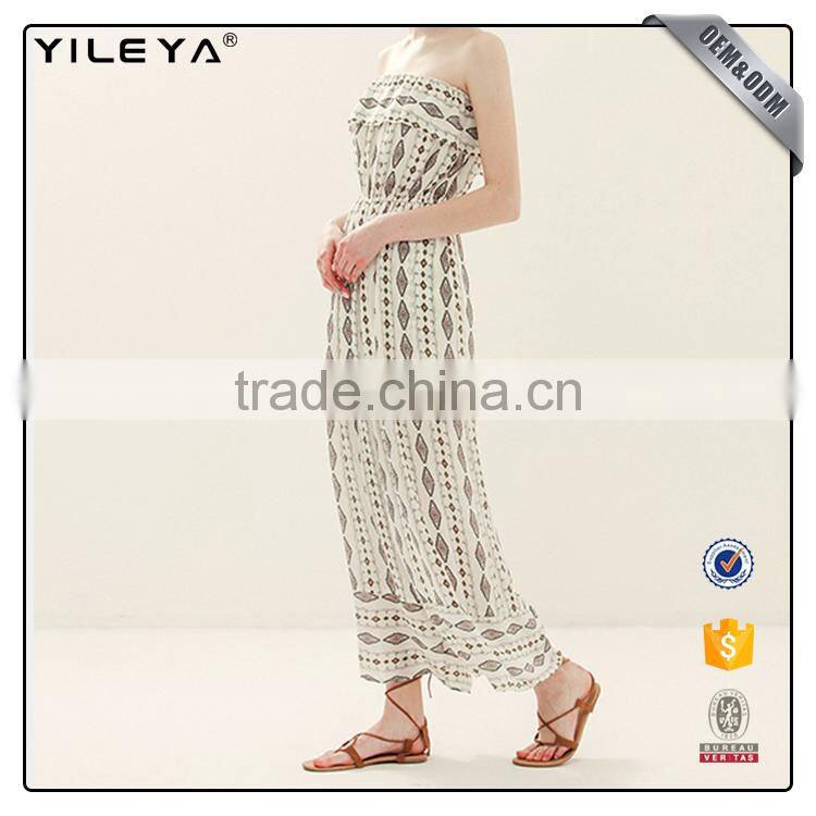 Factory custom made strapless ruffle one piece sexy ladies fashion jumpsuit