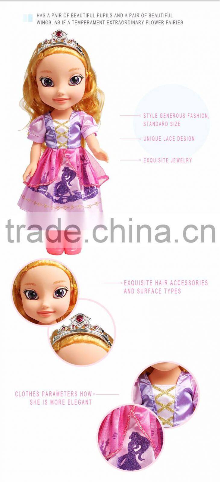 Custom 16 inch vinyl plastic american fairy princess dress display kid toy doll