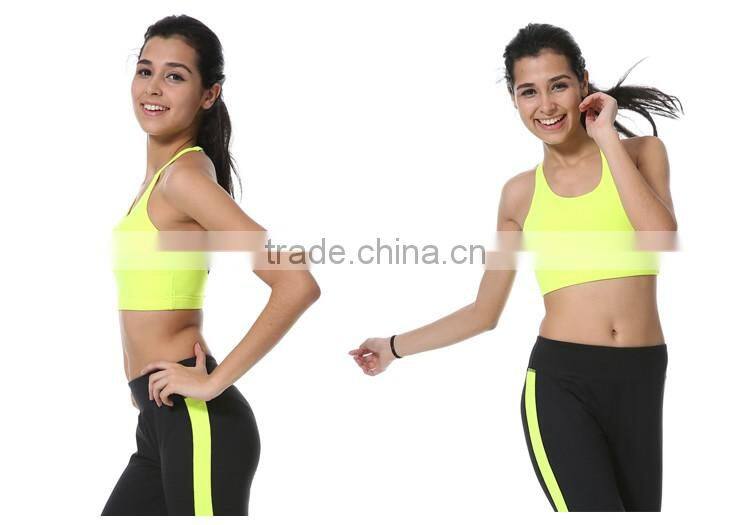 Beautiful fluorescence slim fitness yoga clothes 88% polyester + 15% spandex fitness sportwear yoga suit in guangzhou