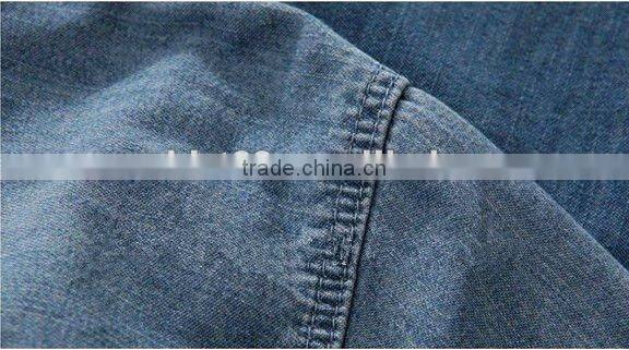 denim long sleeve shirts double pockets stitching men shirts