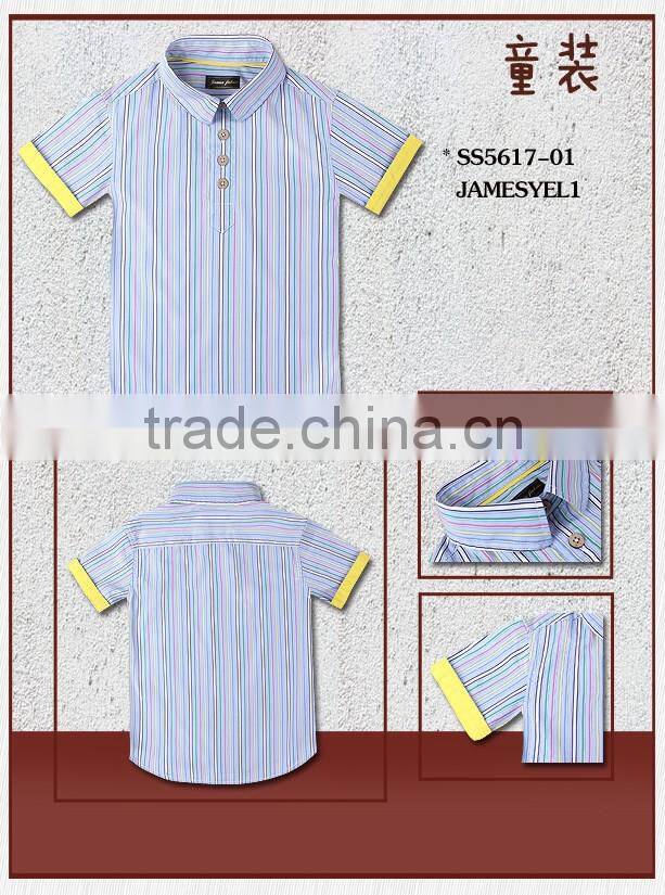 2017 latest stripe short sleeve kids shirts for boy