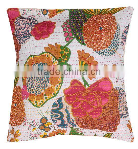 Hand Stiched Kantha Work Cushion and Pillow Cover
