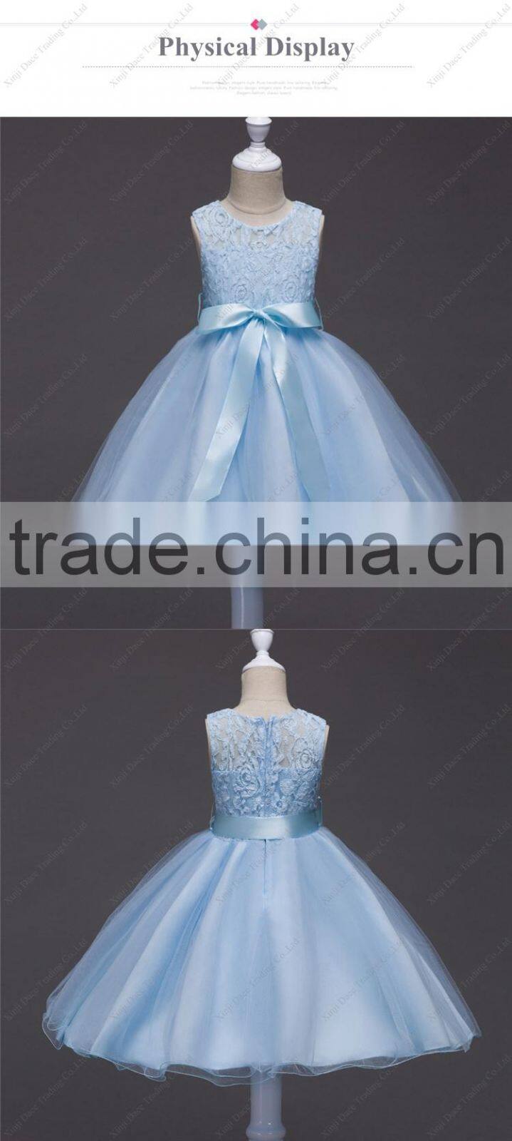 Wholesale latest frock design lace flower wedding birthday party dress for baby girl