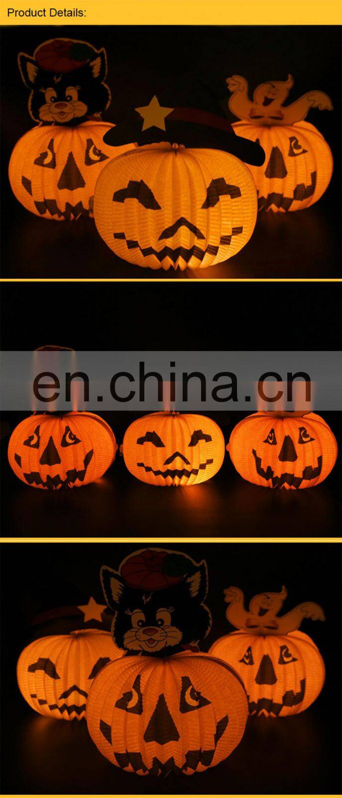 2017 Halloween Hanging decorations Paper light up pumpkin lamp for halloween MFJ-0082