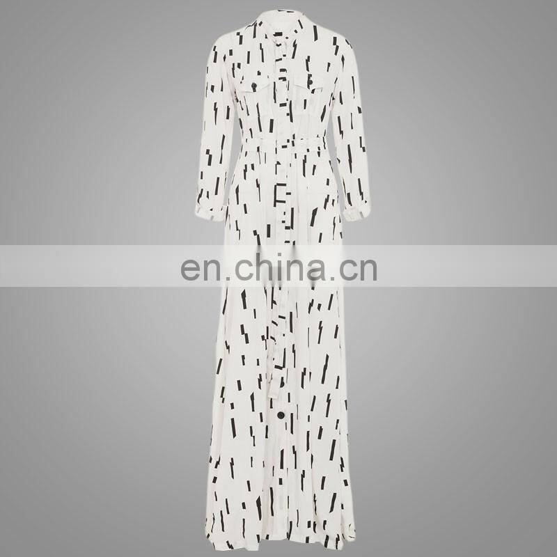 Modern Dubai Style Kebaya Shirt Islamic Dress Abaya Muslim Shirt Long Printing Abaya For Office Lady Latest Burqa Design