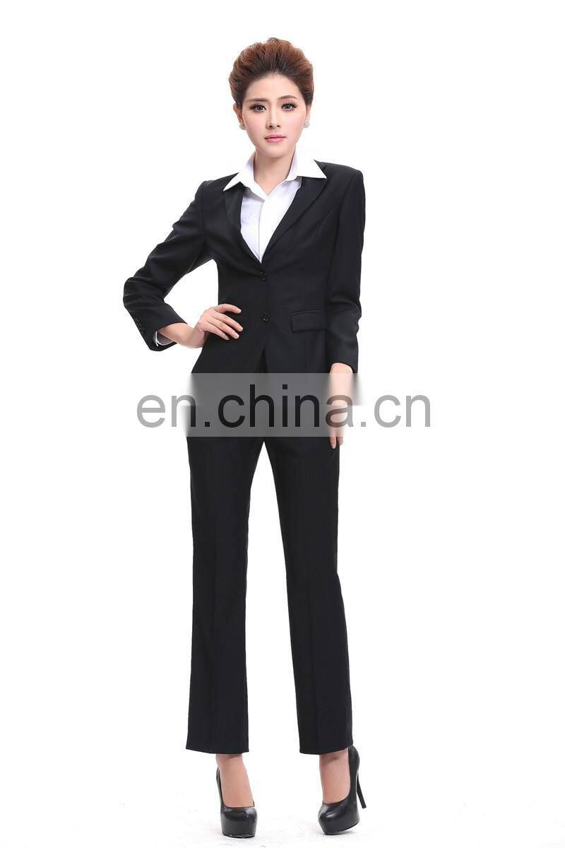 Brand Quality Slim Fit 100% Polyester Customized Color Size 2 pieces Plus Size Ladies Black Formal Pant Suits Manufacturer