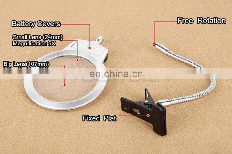 Clip Desktop Reading Magnifier with LED Light