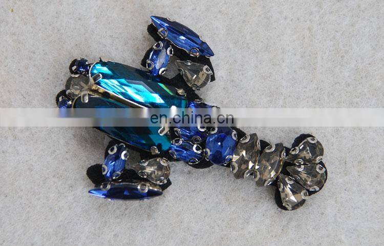 Beautiful blue beaded rhinestone shrimp patch