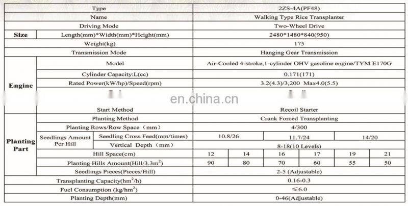 factory supplier 4 rows walking type rice transplanter for sale