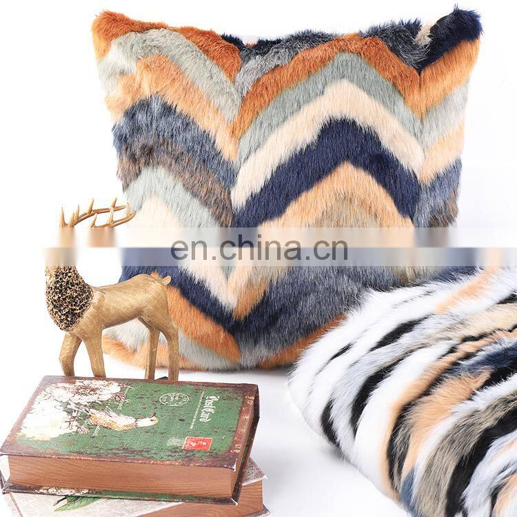 Oeko-Tex Certified Fluffy Flame Retardant Square Colorful Long Hair Faux Fur Cushion Cover Pillow Case
