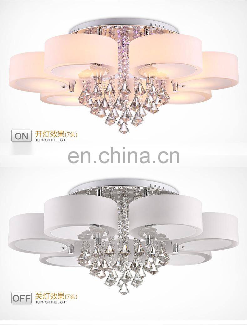 LED warm simple ceiling crystal chandelier with remote