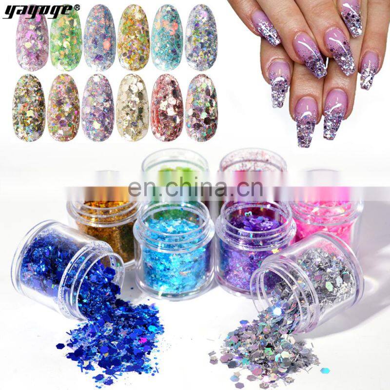 2019 new arrival Colorful PET Nail sequins crystals flash 3d nail art decoration