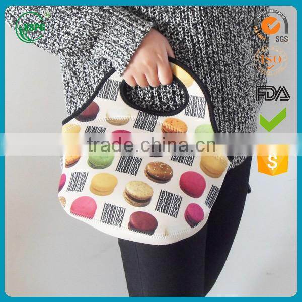 Neoprene Insulated Lunch Bag With Macaroon Pattern