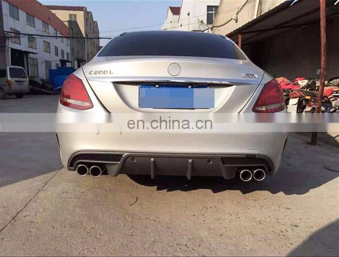 Auto PP Steel W205 with Exhaust Tipes Rear Bumper Diffuser for Mercedes Ben z Sport