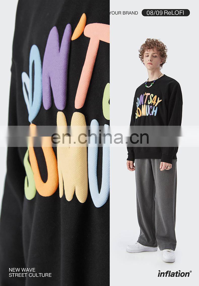 2021 autumn and winter new product brand three-dimensional foam printing color letters hip-hop men's terry sweater