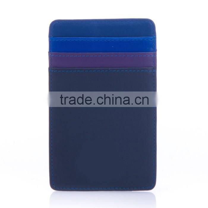 vertically Genuine Leather transparent window Colorful ID Credit Card Holder or Business Name Card Case pocket wallet