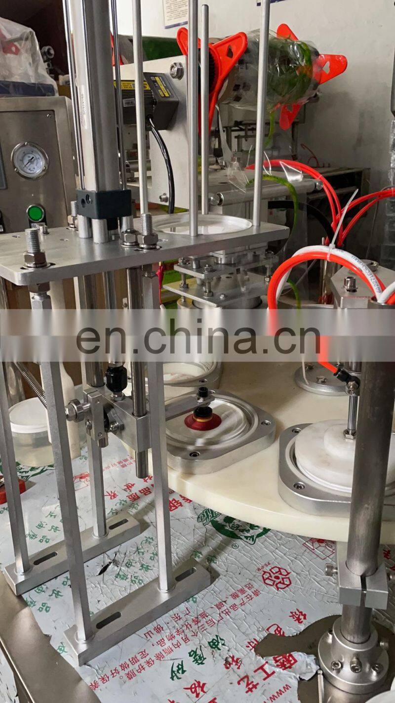 Automatic mul-tifunction oil milk yogurt jam jelly servo rotary k cup filling sealing machine