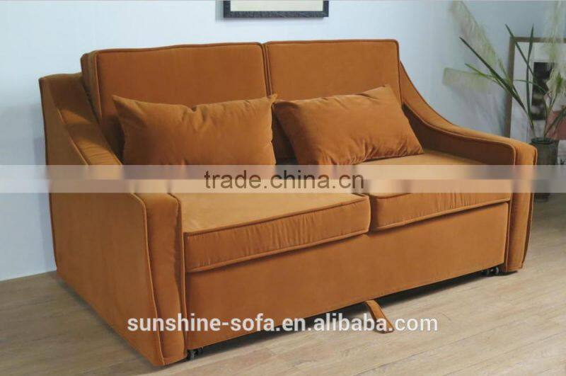 Modern Convertible Bending Wood Hotel Fabric Sofa Bed