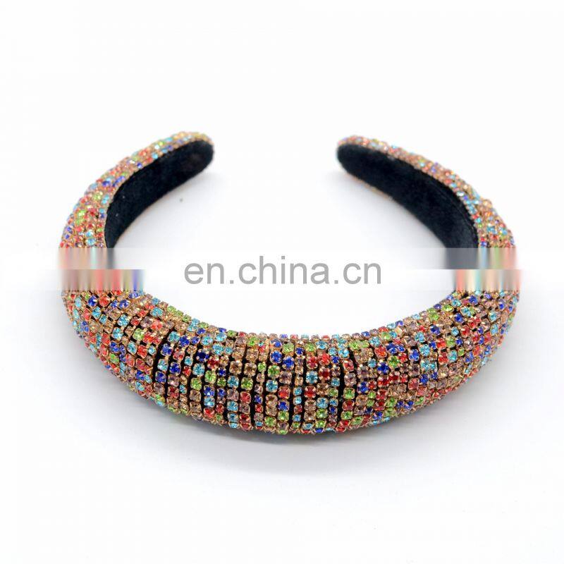 2022 Colorful Bling Bling Rhinestones Headbands For Womens Luxury Shiny Padded Diamond Crystal Hair Bands Party Hair Accessories