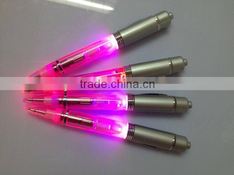 promotional gifts light up pen,led glowing ballpen, led flashlight pen,led logo projector pen,imprinted led light ballpen