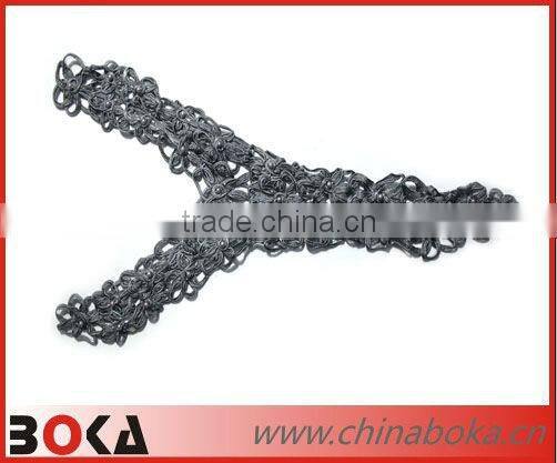 Hot sale v-shape polyester crochet blouse collar neck design