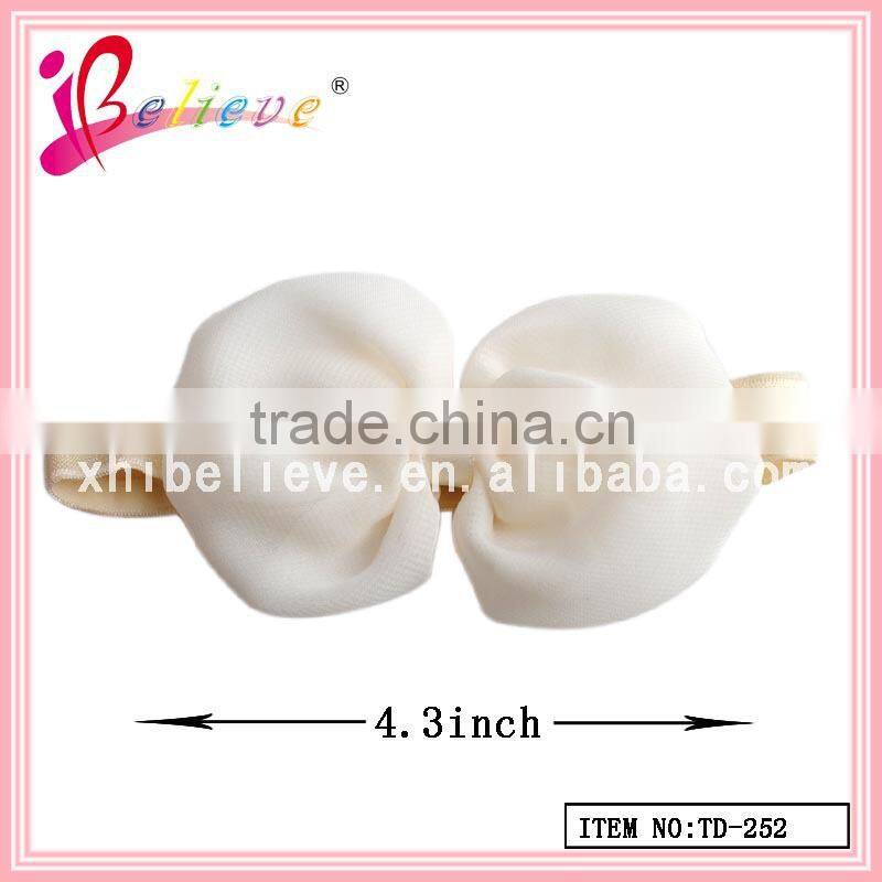 Fashion elastic hairband wholesale flashing bow headband,chiffon bow baby headband