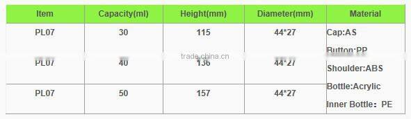 High quality 30ml 40ml 50ml acrylic lotion bottle pump
