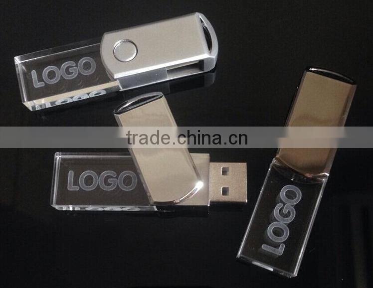 LED red green blue white light USB flash driver crystal usb flash driver