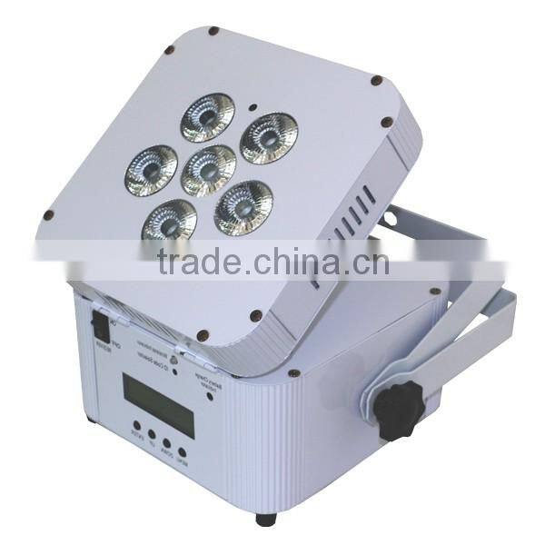 2016Hottest battery rechargeable 6pcs 6in1 RGBWA+UV led flat par light